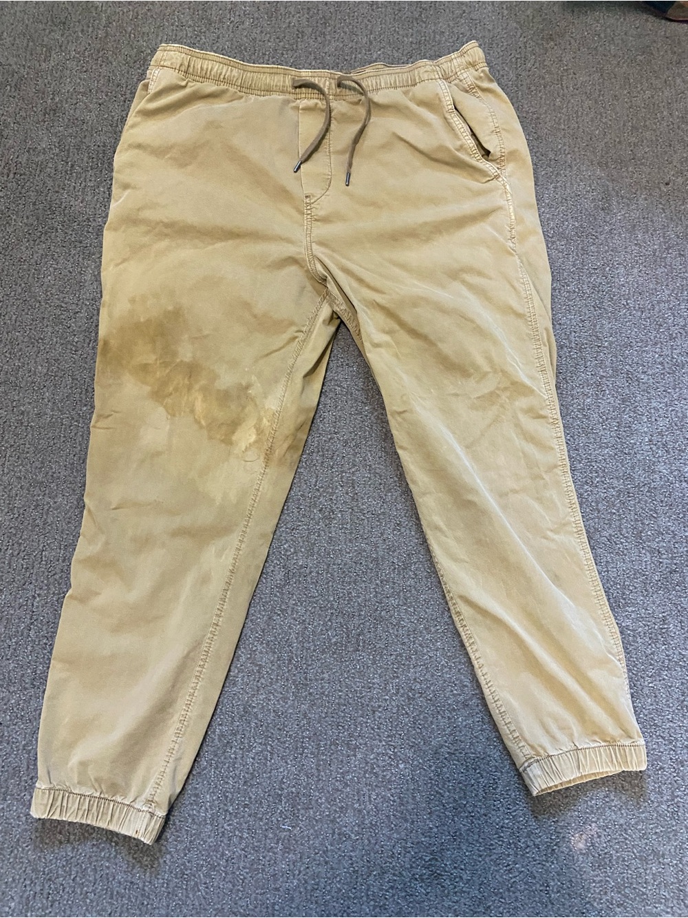 Men's American Eagle Casual Drawstring Jogger Pants in Tan